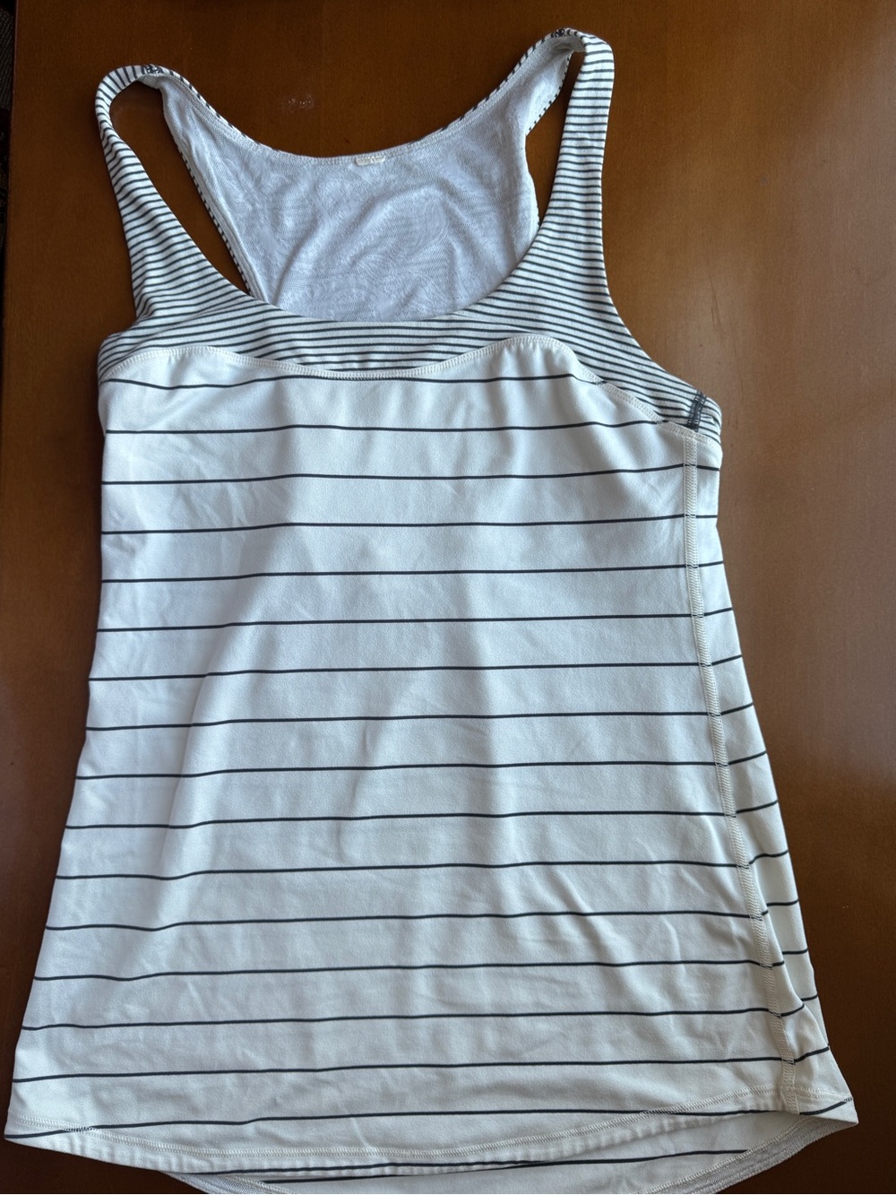 White and Black Striped Racerback Tank Top